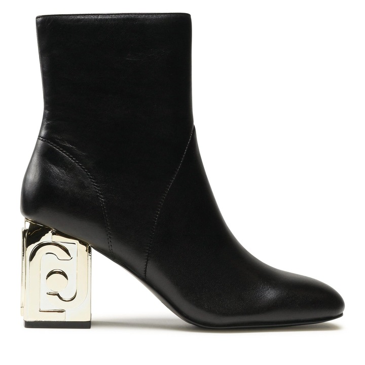 Botine dama, Liu Jo, piele naturala, negru, toc clasic, fermoar, 36 EU