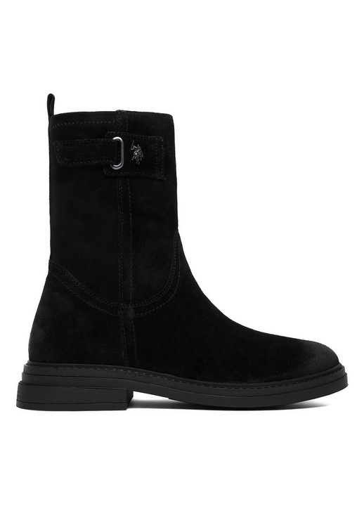 Botine femeie, U S Polo Assn, piele naturala, negru, 41 EU