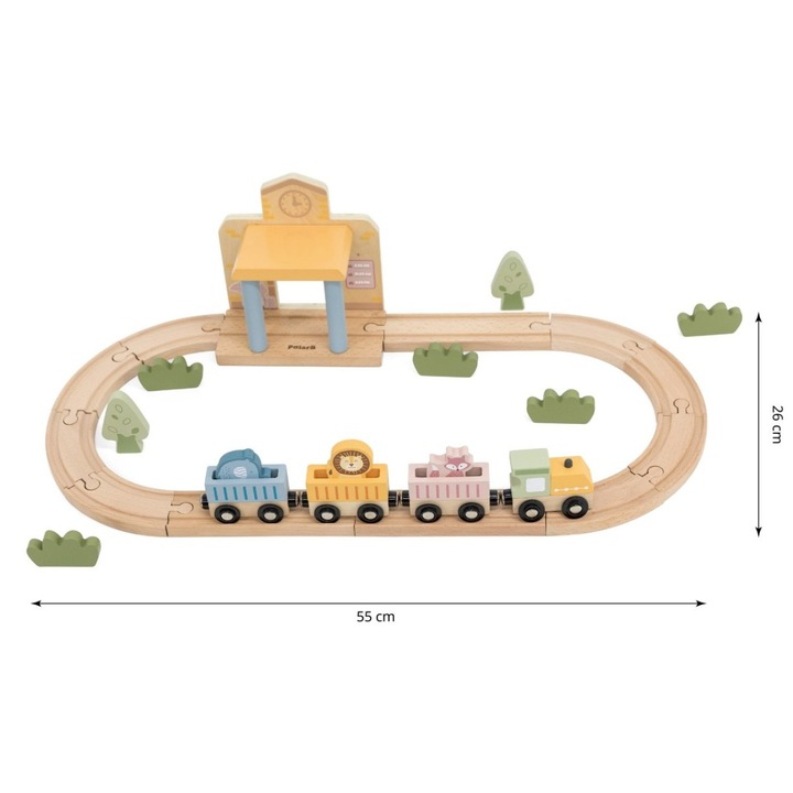 Viga PolarB játékvonat szett, 30 elem, állomás hanggal, többszínű, 3+ év