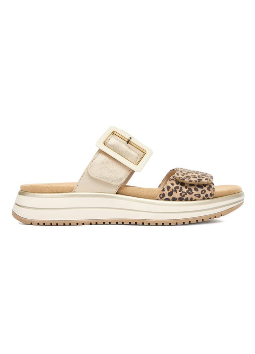 Papuci dama, Remonte, piele naturala, auriu, inchidere cu velcro