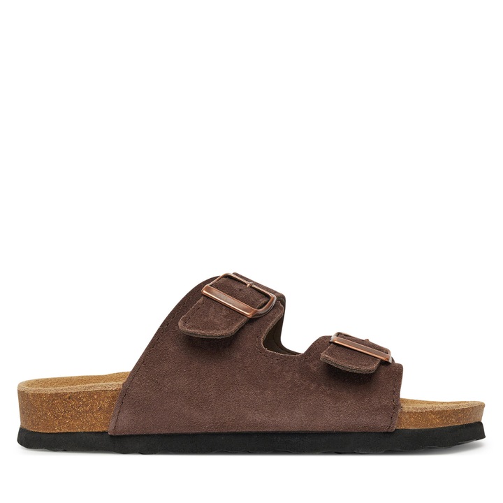 Papuci dama, Deezee, piele naturala, maro