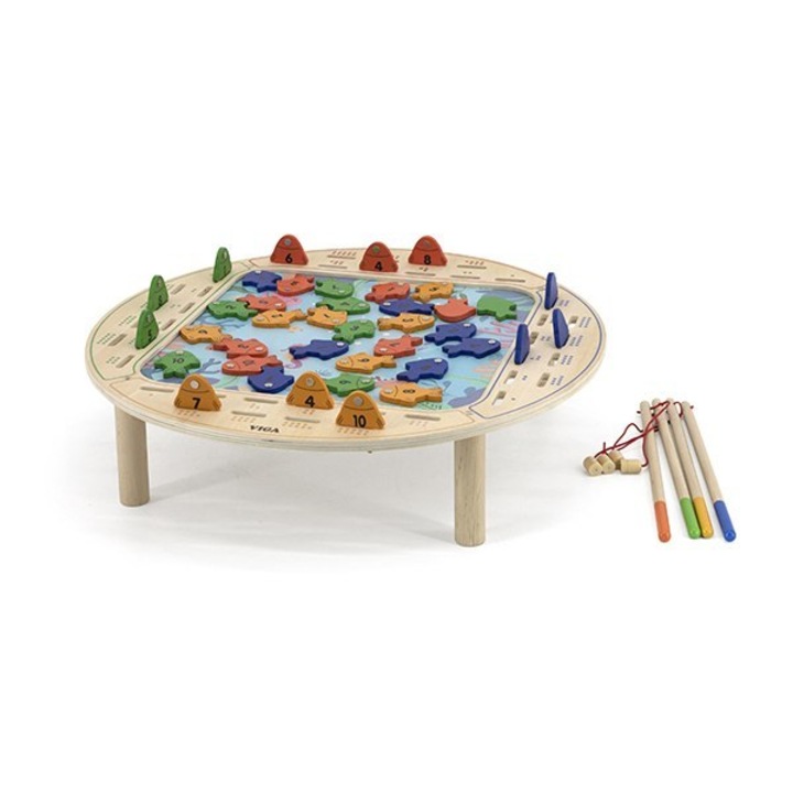 Образователна игра, Viga Luka, комплект за риболов с 40 риби, 4 цвята, 450x110x450 мм