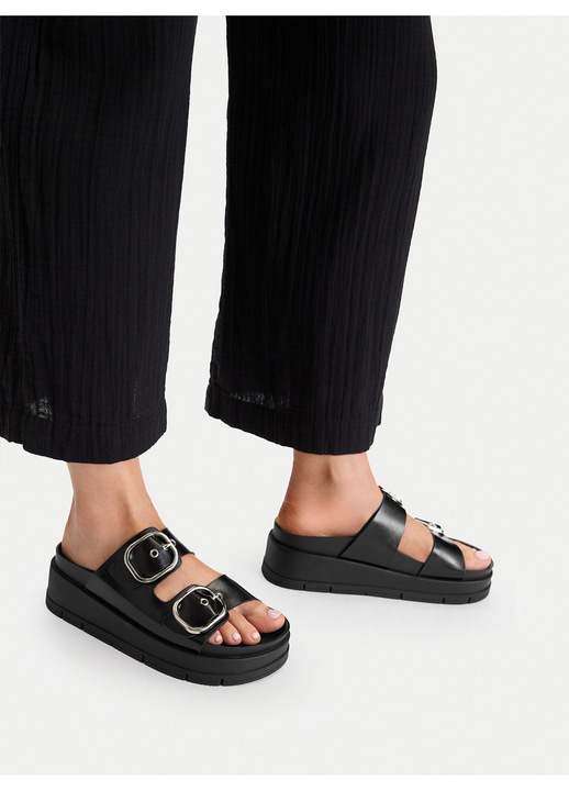 Papuci dama, DeeZee, platforma, negru, material sintetic