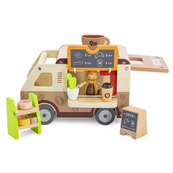 Set mobila din lemn Viga 44689 Luka, set cu figurine, accesorii realiste, culori pastelate, 19x15x11.8cm