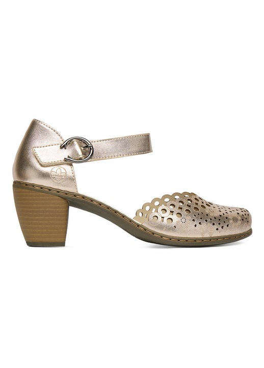 Дамски обувки, Rieker, естествена кожа, златисти, класически ток