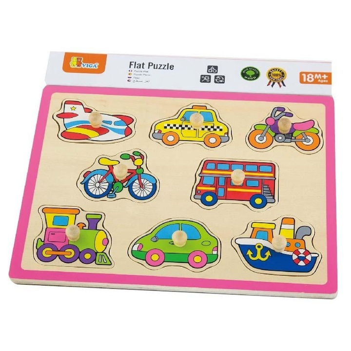 Пъзел VIGA 50016 - Превозни средства, 300x225x10мм, многоцветен, за деца над 18 месеца