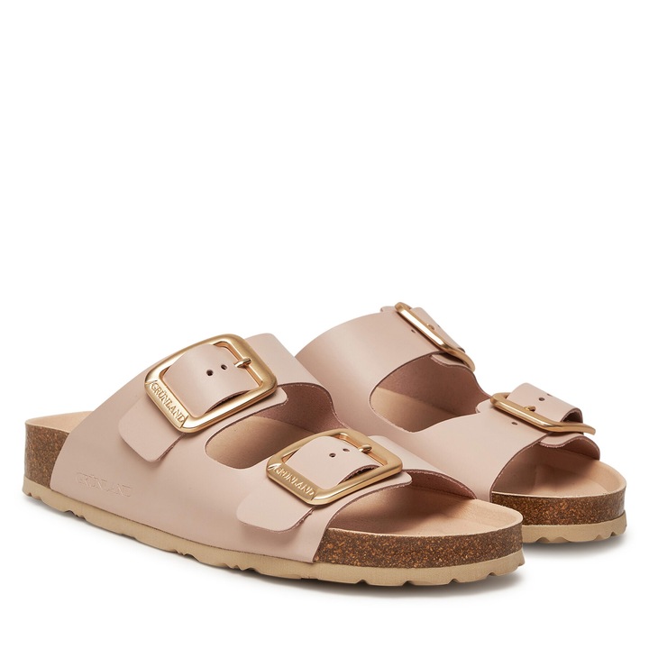 Papuci dama, Grunland, piele naturala, roz, 36 EU