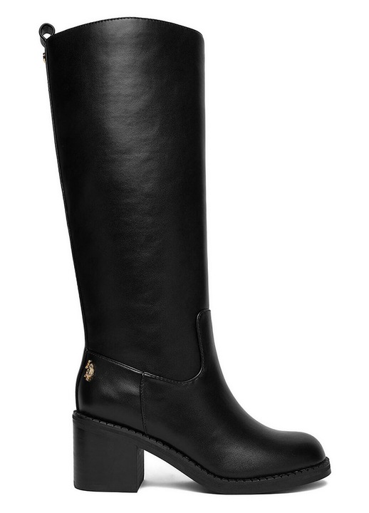 Cizme dama, U.S. Polo Assn., piele ecologica, negru, toc clasic, fermoar