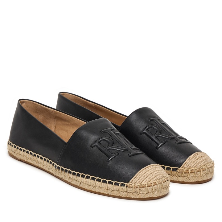 Női espadrilles, Lauren Ralph Lauren, természetes bőr, fekete, 39.5 EU
