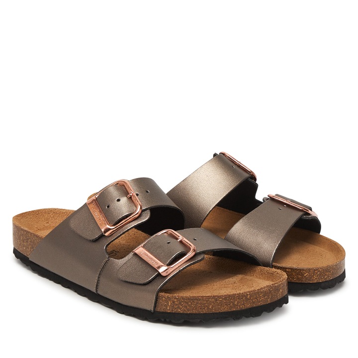 Papuci dama, Tamaris, piele ecologica, gri