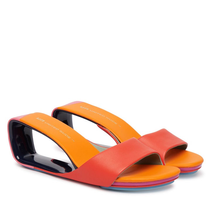 Papuci dama United Nude, piele naturala, multicolor