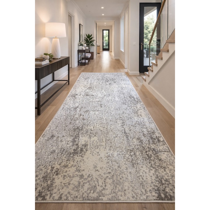 Traversa moderna Star, Gri Gri Deschis 3619A, Living, Dormitor, Hol, 100 x 800 cm