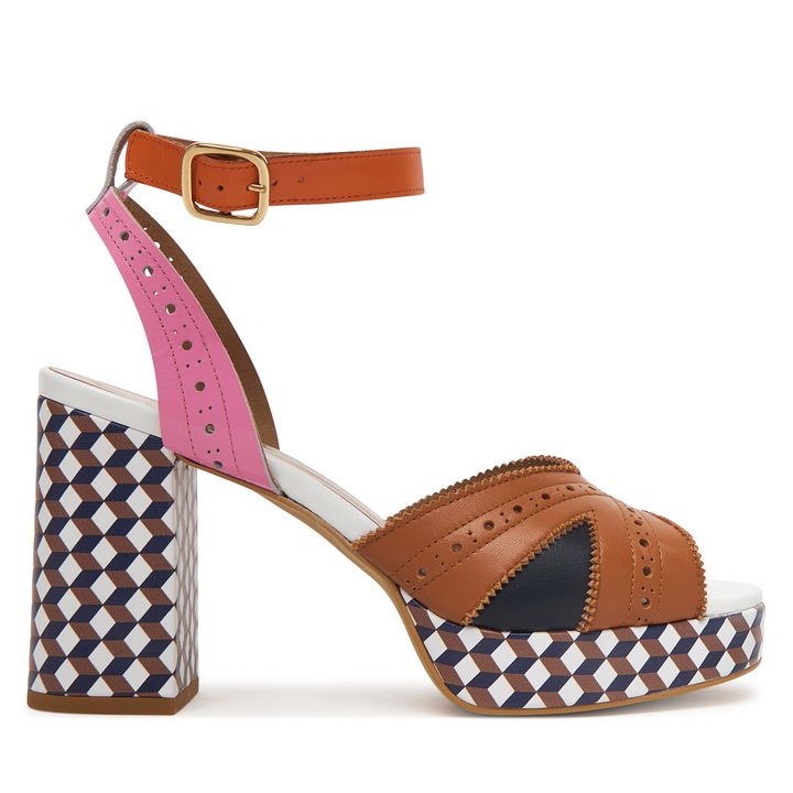 Sandale dama, Fly London, multicolor, piele naturala, toc clasic