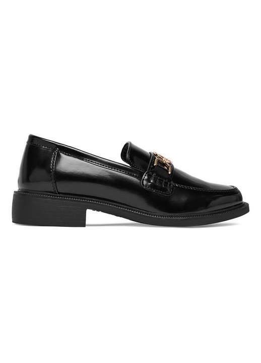 Mocasini dama, Beverly Hills Polo Club, piele ecologica, negru, cu toc mic