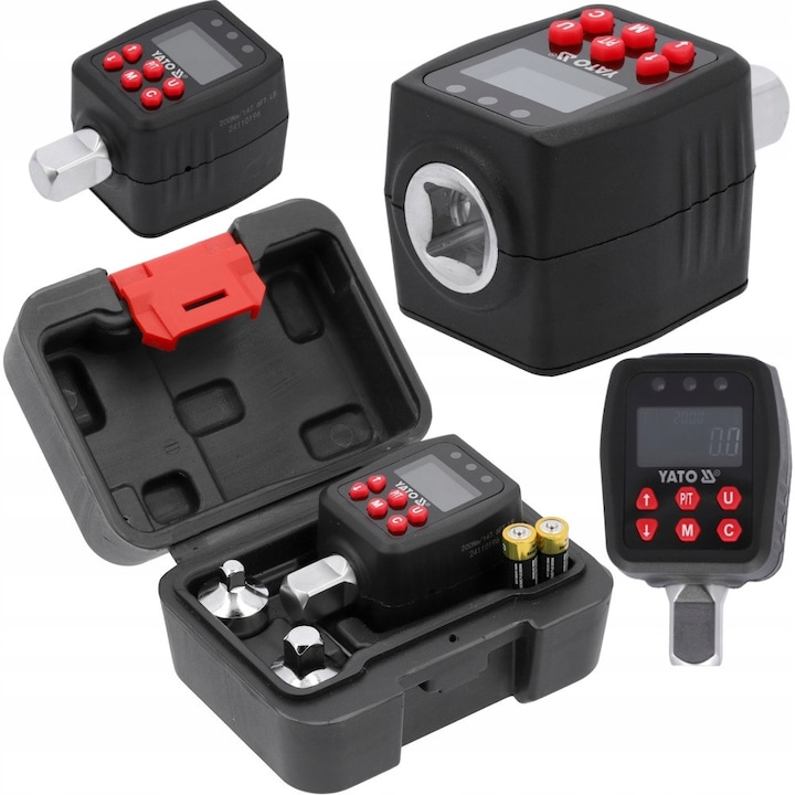 Adapter dinamic electronic 1/2" Yato 10-200 Nm, display LCD, set cu reduceri