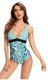 Costum de baie intreg pentru femei, SHEKINI, cu burete, decolteu in V, halter elegant, monokini, model slim, S, culoare verde