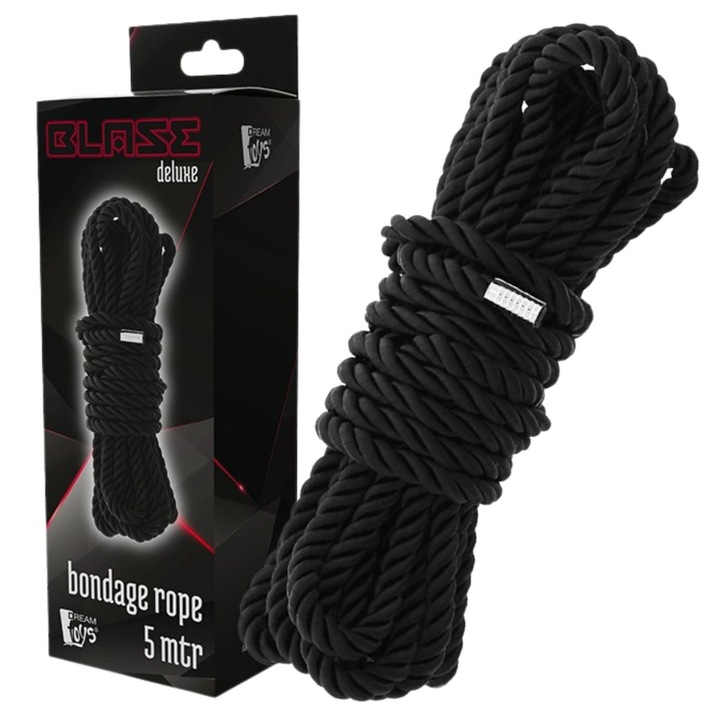 Sfoara de bondage BLAZE DELUXE 5m, neagra, nylon, seturi si accesorii BDSM, Dream Toys