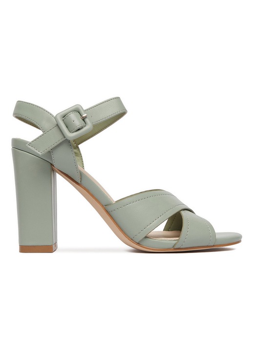 Sandale dama, Jenny, material sintetic, toc clasic, verde