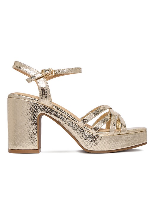 Sandale dama, DeeZee, piele ecologica, toc clasic, auriu