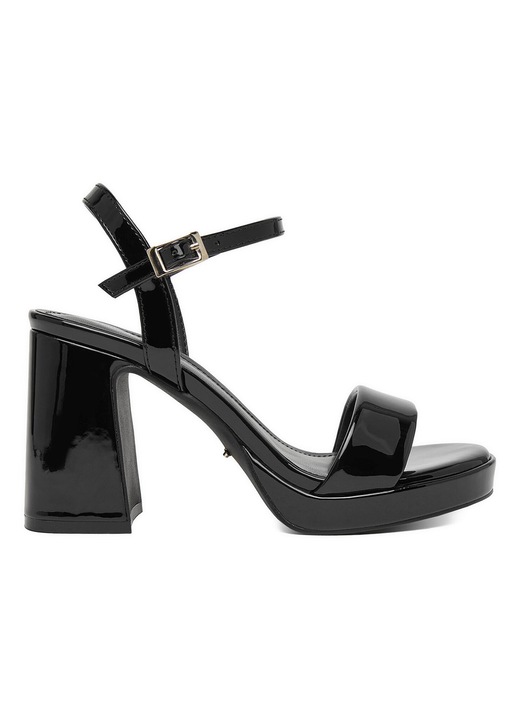 Sandale dama, DeeZee, toc clasic, material sintetic, negru