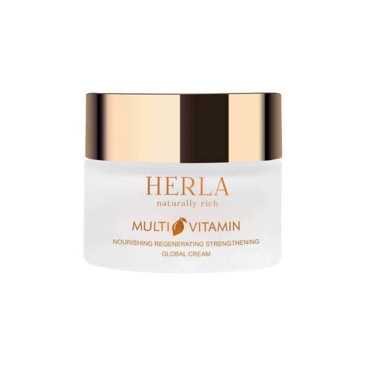 Crema de fata Herla Global Cream, hidratanta, cu acid hialuronic, pentru ten normal, 30+ ani