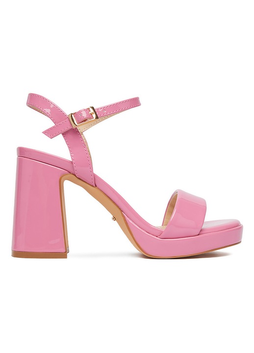 Sandale dama, DeeZee, toc clasic, roz, material sintetic