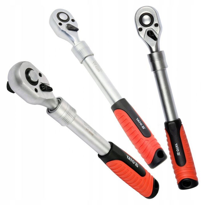 Set chei telescopice 3 piese YATO 1/4", 3/8", 1/2", CrV 6135, lungime 150-200mm, 215-315mm, 305-455mm