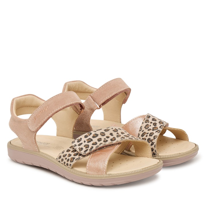 Детски сандали, Primigi, естествена кожа, розов, система за закопчаване Velcro, с принт