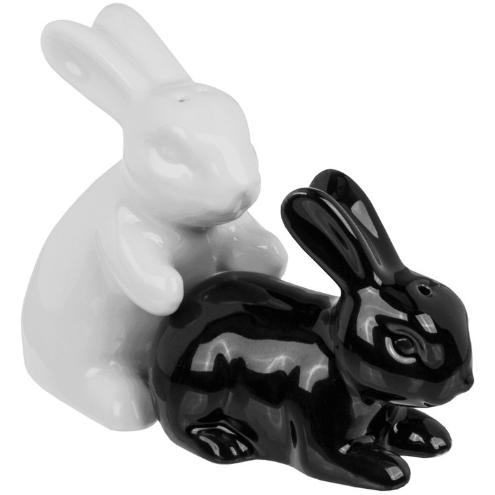 Set dozatoare sare si piper, Out Of The Blue, iepurasi indragostiti, portelan