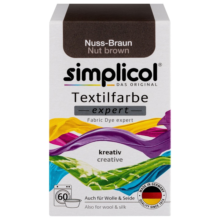 Set 4 x Vopsea pentru materiale textile, Simplicol Expert, Maro Nuc, 150 gr