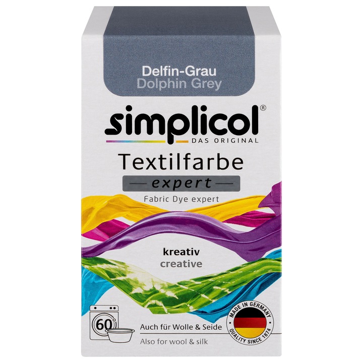 Set 4 x Vopsea pentru materiale textile Simplicol, Gri Delfin, 150 gr