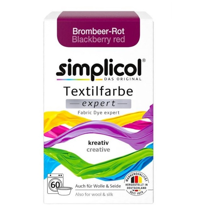 Set 4 x Vopsea textilă Simplicol, Mure roșii, 150 gr