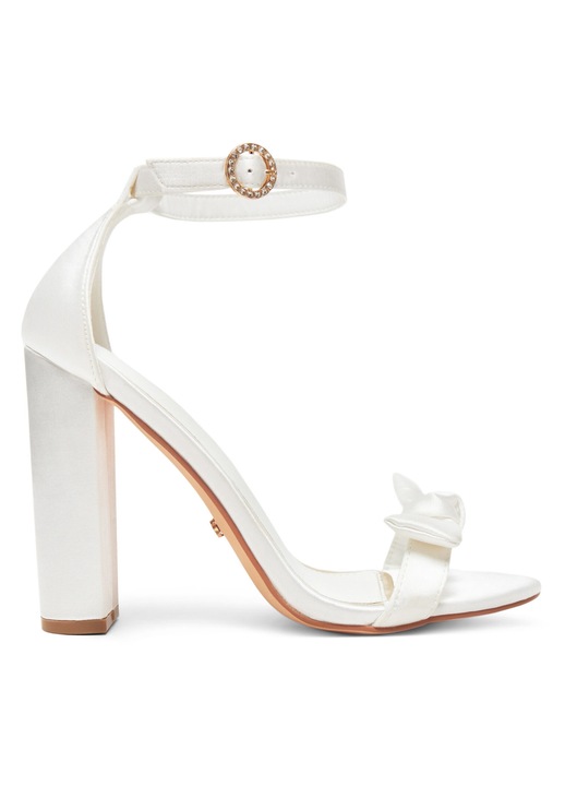 Sandale dama, DeeZee, piele ecologica, toc bloc, alb