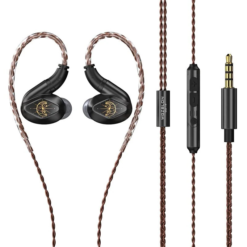 BLON Z200 IEM intraauriculare HiFi de 10 mm cu diafragma din carbon, cu Microfon HD, cablu Jack 3.5, Negru