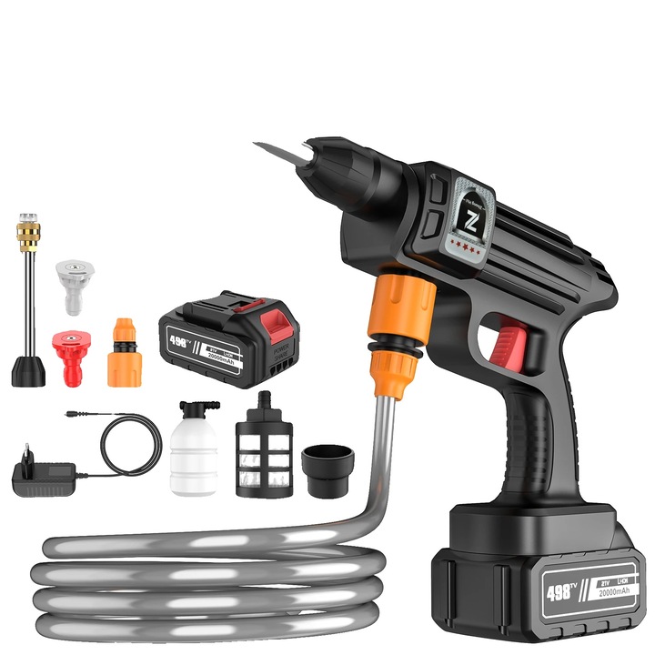 Pistol de spalat auto, 30000mAh, presiune inalta, wireless, dimensiuni standard