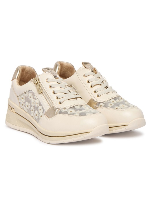 dama, Caprice, piele naturala, bej, fermoar, Bej
