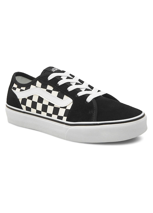 Női Vans tornacipő, természetes bőr/textil, fekete/fehér