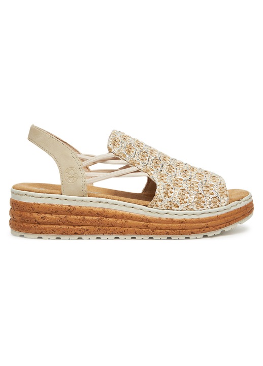 Sandale dama, Rieker, bej, material sintetic, platforma