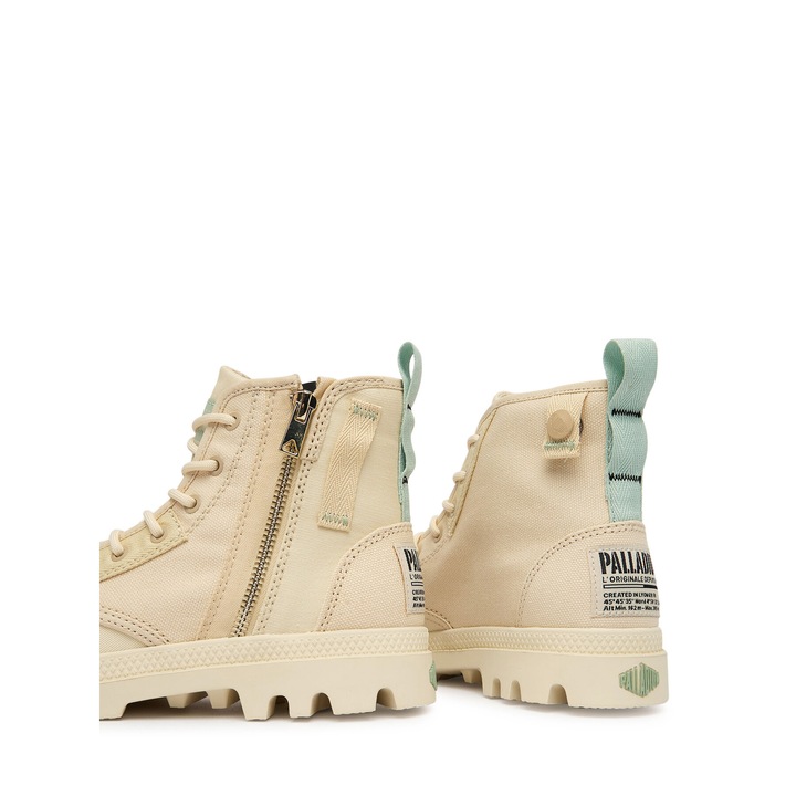 Adidasi dama, Palladium, fermoar, bej, tesatura