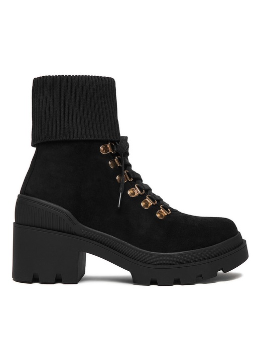 Ghete dama, DeeZee, toc clasic, negru, material sintetic, 39 EU