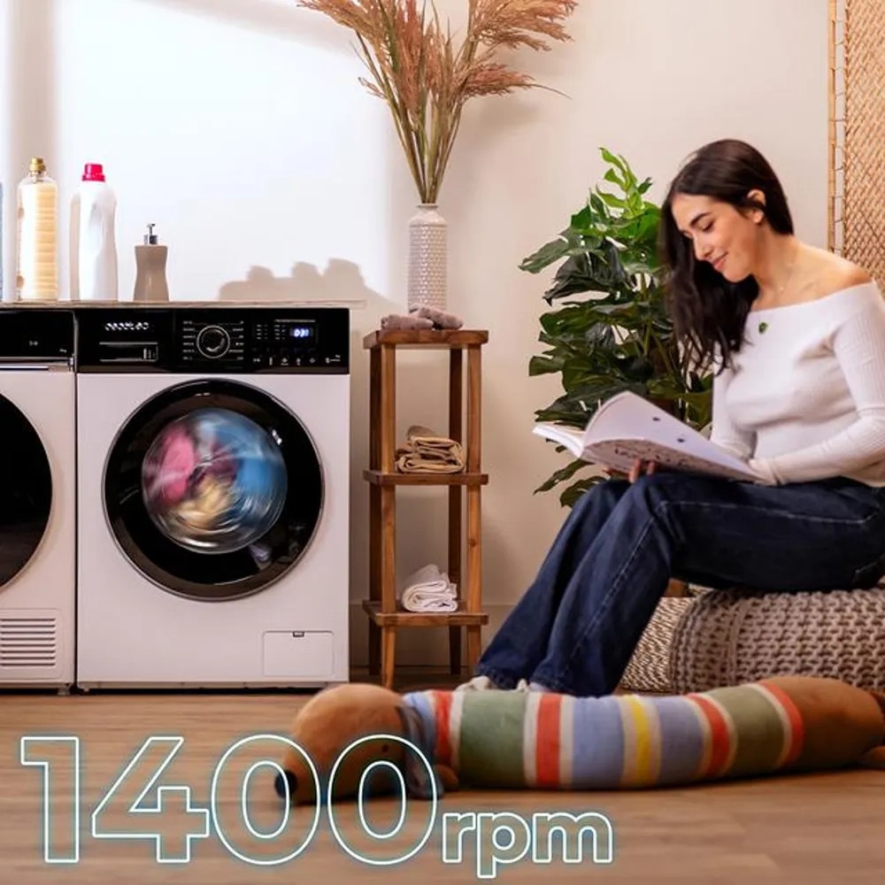 Masina de spalat rufe Cecotec, Bolero DressCode 7150 Inverter A, capacitate 7 kg, viteza max. centrifugare 1400 rpm, 12 programe, clasa eficienta energetica A, Motor Inverter Plus, Steam Max, functie Drum Clean, programare intarziata, Child Lock, alb