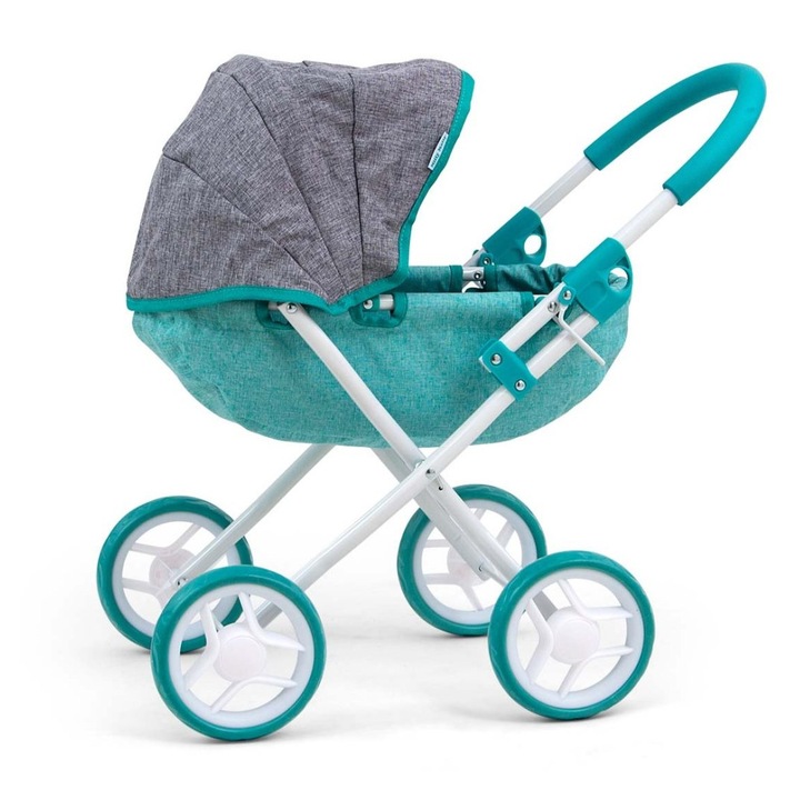 Carucior pentru papusi Dori, Milly Mally, metalic, cu materac, Mint, 60x36x54cm