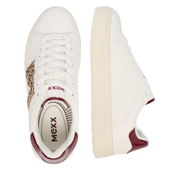 Női tornacipő, Mexx, műbőr, fehér, bordó