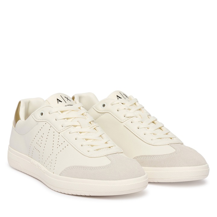 Női tornacipő, Armani Exchange, természetes bőr, bézs, textil