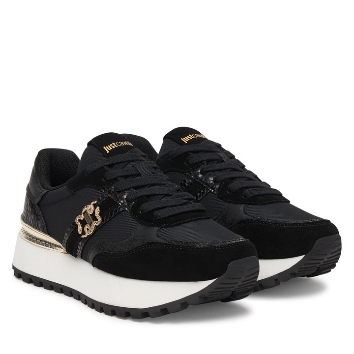 Női sportcipő, Just Cavalli, természetes bőr, fekete, 37 EU