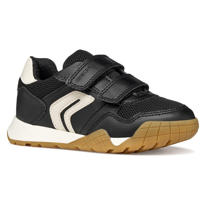Детски маратонки, Geox, екологична кожа, черен, велкро, текстил, 31 EU