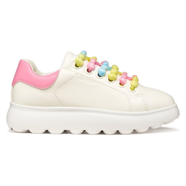 Tenisi copii, Geox, piele ecologica, alb/roz