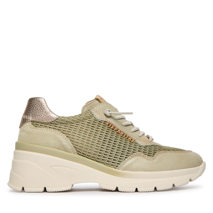 Női tornacipő, Hispanitas, természetes bőr és textil, zöld, vastag talp