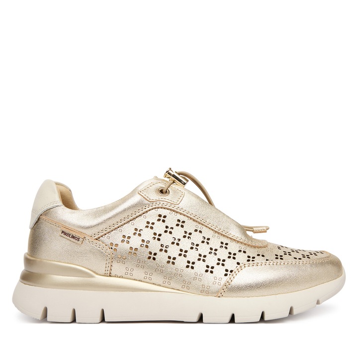 Női tornacipő, Pikolinos, természetes bőr, arany, kényelmes