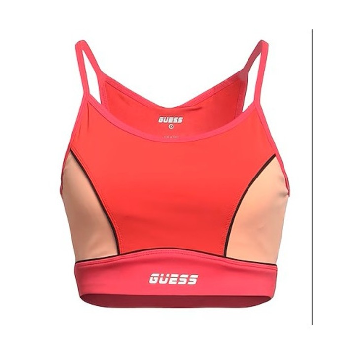 Bustiera sport Guess, bicolor coral-fuchsia, cupe detasabile, marime S